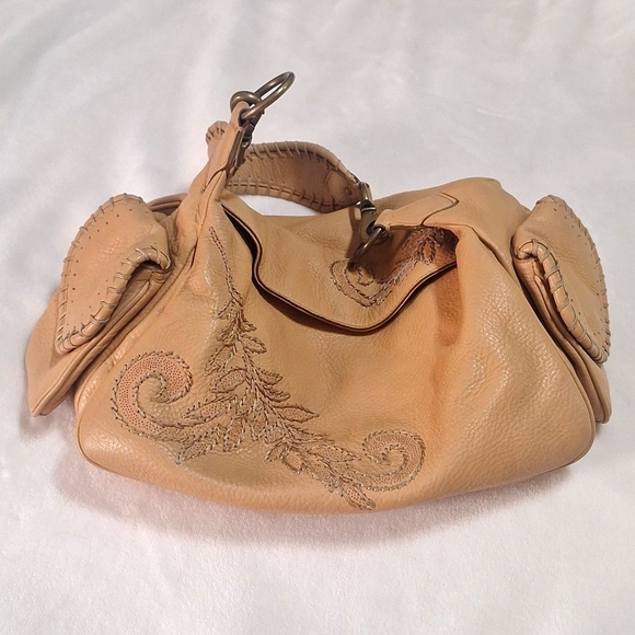 COLE HAAN Tan pebbled leather Boho Bag - Picture 1 of 11